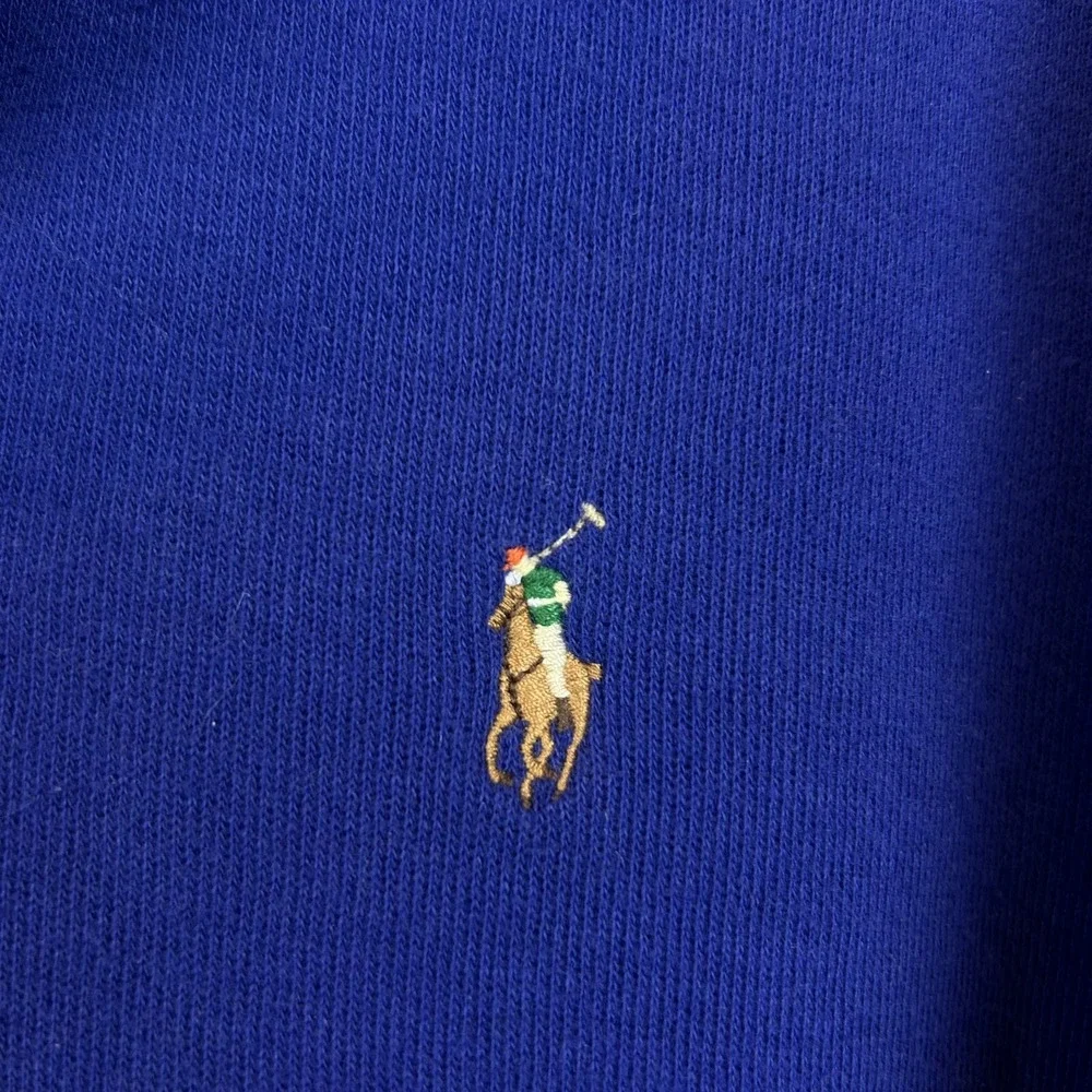 Polo Ralph Lauren Pullover Mens XL Estate Rib 1/4 Zip Blue Soft Knit Flaw